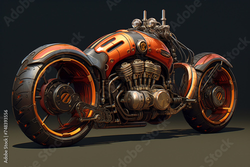 Futuristic Steampunk Motorcycle Concept Art © Stock Habit