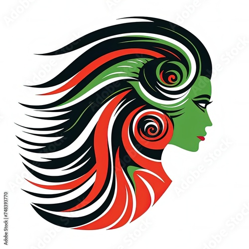 a woman s face with colorful hair