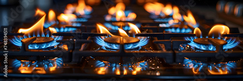 burning fire in the fireplace, Close up of a stove with flames perfect for cooking