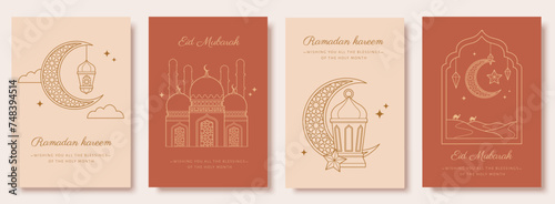 Line art Islamic holiday templates