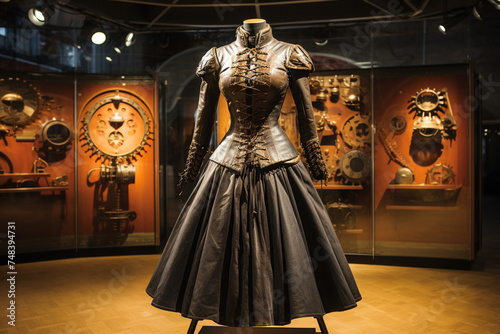 Vintage Steampunk Dress Display in Museum