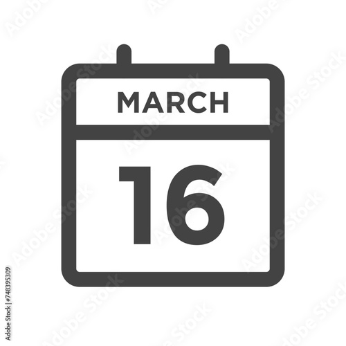 March 16 Calendar Day or Calender Date for Deadlines or Appointment photo