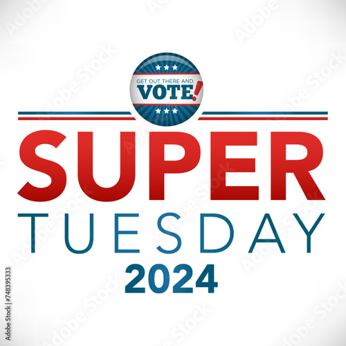 2024 Super Tuesday Banner - Vote, Government, and Patriotic Symbolism and Colors - Red White and Blue