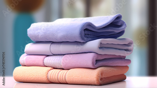 A stack of clean towels, perfect for adding a luxurious touch to any bathroom or spa environment