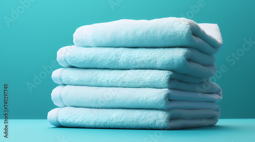 A stack of clean towels, perfect for adding a luxurious touch to any bathroom or spa environment