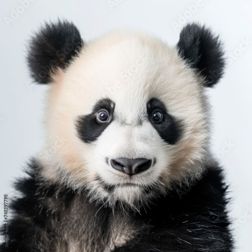 close up of panda isolated on white background