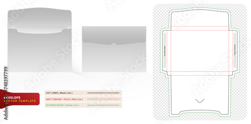 Vector illustration die cut Blank papers and envelopes templates for your designs, packaging branding, product compartment unique designs, minimalist conceptual holder, stationery packs, 3d mock-up