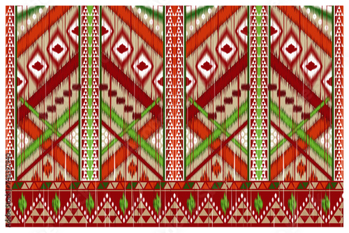 Seamless pattern, tradional ethnic Ikat pattern village stlye, design for fabric, texture, curtain, carpet, wrapping and background. photo
