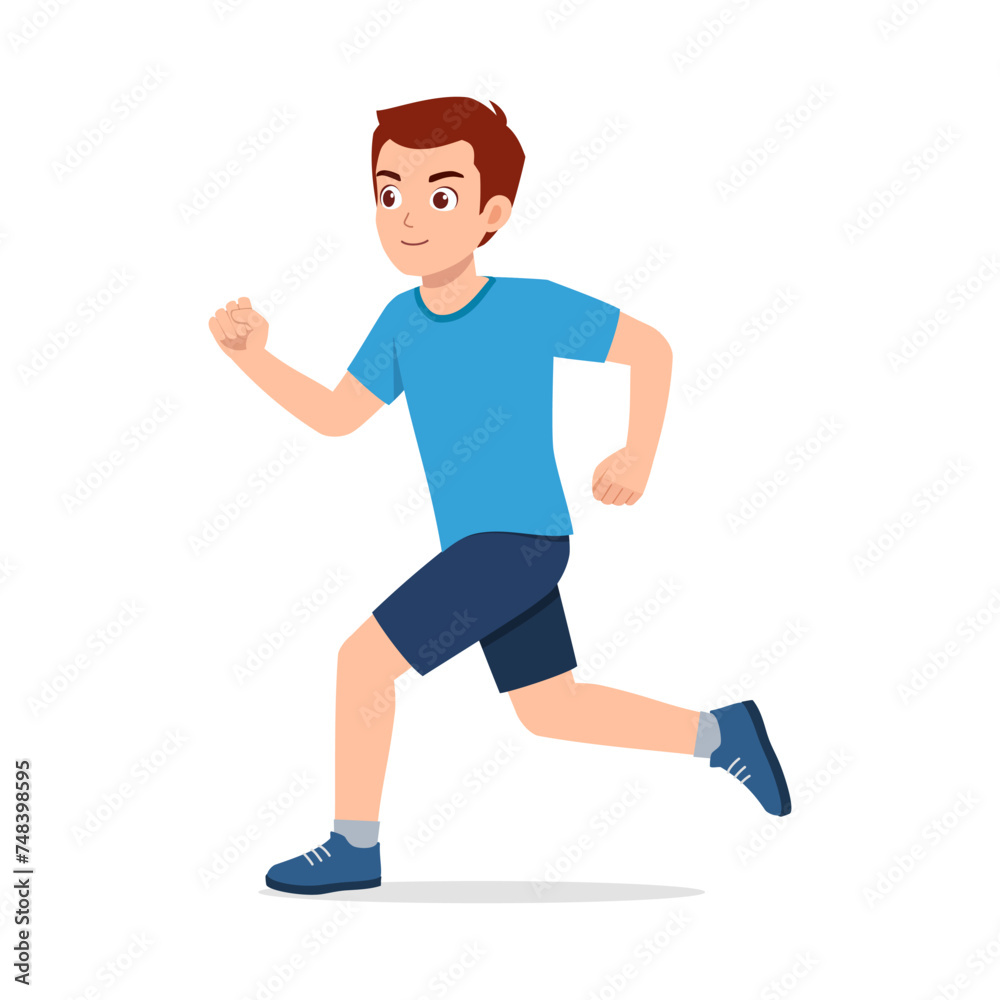 happy young sporty man running