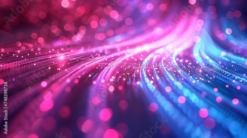 Abstract Neon Light Trails with Bokeh Effect. Abstract background. 