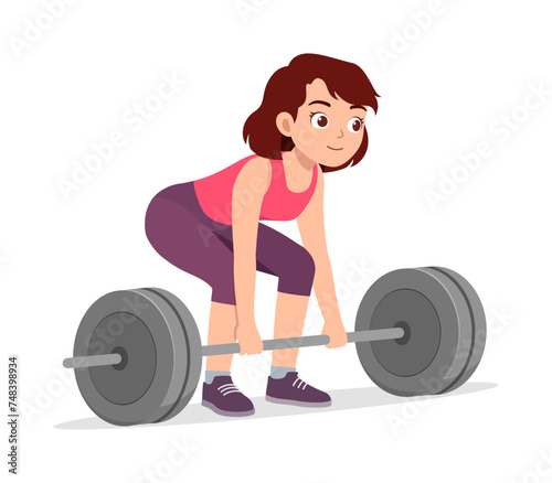 happy young sporty woman doing weight lifting