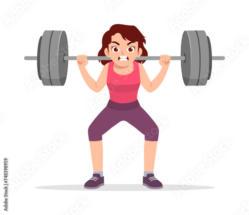 happy young sporty woman doing weight lifting
