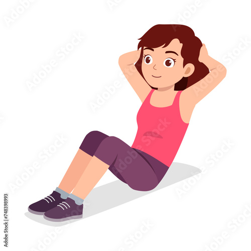 happy young sporty woman doing sit up