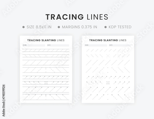 Tracing Slanting Lines Worksheets for Preschool | Lines Trace Pages Printable