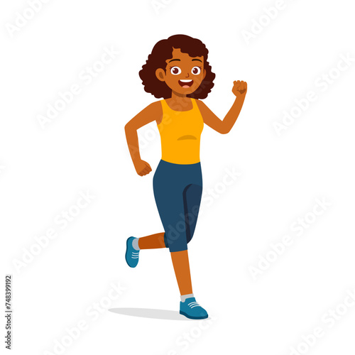 happy young sporty woman running