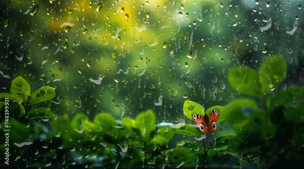Butterfly in the wet leaves. Seamless looping time-lapse video animation background Butterfly in the wet leaves. Seamless looping time-lapse video animation background