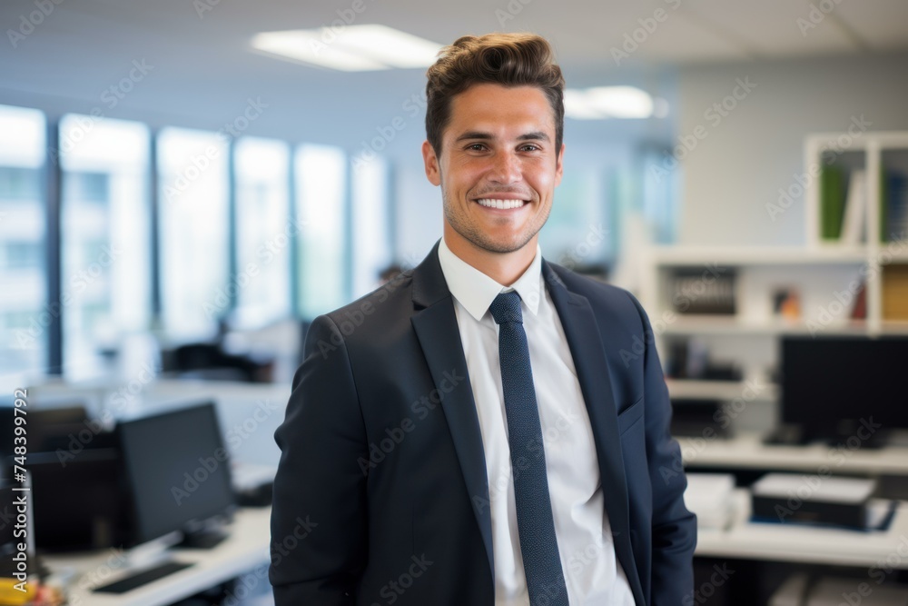 Innovative Office smiling professional. People team. Generate Ai Innovative Office smiling professional. People team. Generate Ai