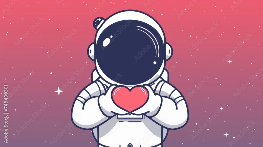 cute astronaut forming a heart with his hands generative ai