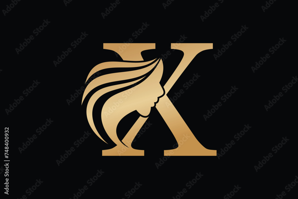 beauty face element design with combination letter x design