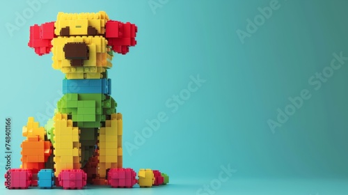dog made of legos, flat background generative ai photo