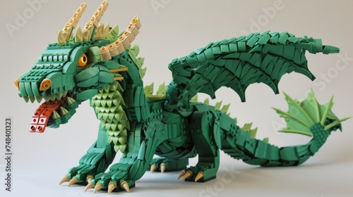 dragon made of legos  flat bottom generative ai