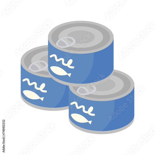 アイソメトリックで描いた缶詰のイラスト