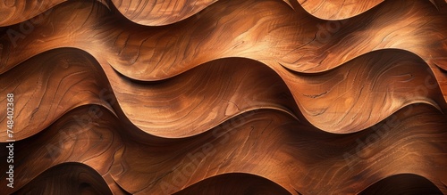 A detailed close-up view of a wooden wall showing the texture of the wood in intricate patterns and grains. The rich, warm tones of the wood add depth and character to the walls surface.