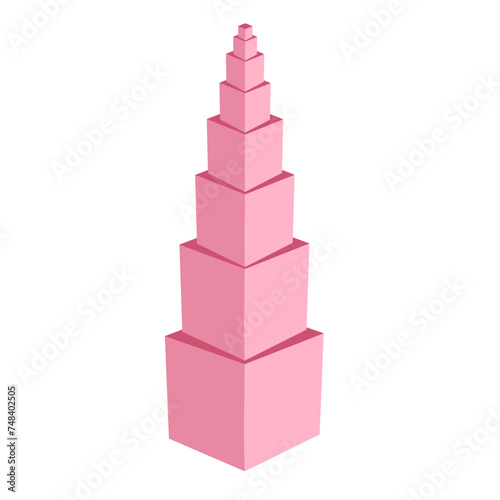 Pink tower Montessori material Illustration 