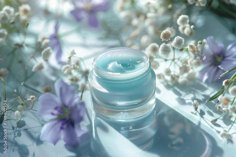 Facial wellness coaching skin care cream. Skincare treatment products: skincare product lotion, skincare traditional chinese medicine gel, oil, pipette with model serum and holistic nutrition jar pot Facial wellness coaching skin care cream. Skincare treatment products: skincare product lotion, skincare traditional chinese medicine gel, oil, pipette with model serum and holistic nutrition jar pot