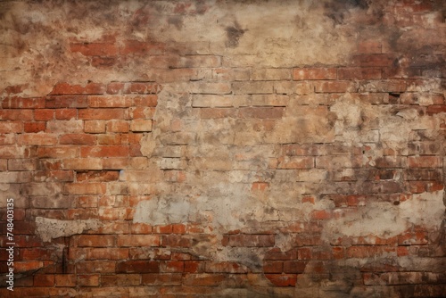 Antiquated Old brick wall. Brown stone old. Generate Ai