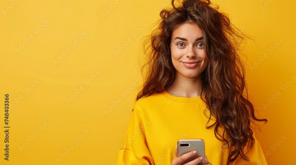 woman with phone in her hand generative ai woman with phone in her hand generative ai