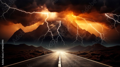 Thunderstorm shown rising over empty roadway