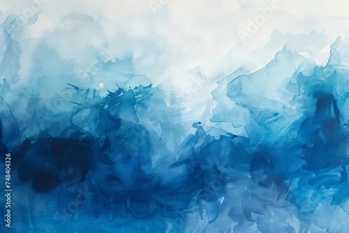 Abstract watercolor painting with deep and serene blue tones Offering a calm and introspective backdrop