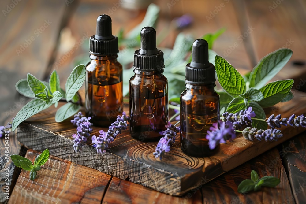 Collection of essential oil bottles Showcasing natural essence extracts like lavender and peppermint Beautifully arranged for aromatherapy benefits Collection of essential oil bottles Showcasing natural essence extracts like lavender and peppermint Beautifully arranged for aromatherapy benefits