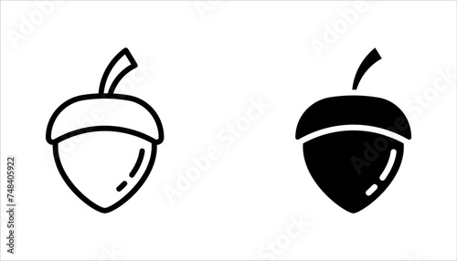 Acorn vector icons. Simple illustration set of acorn elements on white background