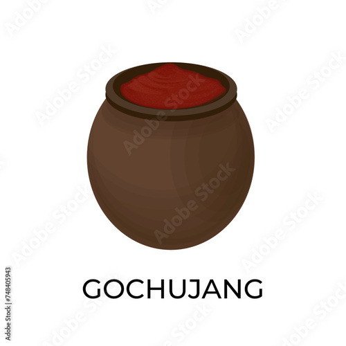Korean traditional fermented sauce Gochujang  or red chili paste vector illustration logo