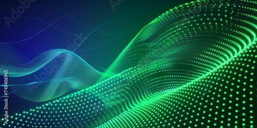 Abstract Green Neon Dot Landscape - AI Generative Background