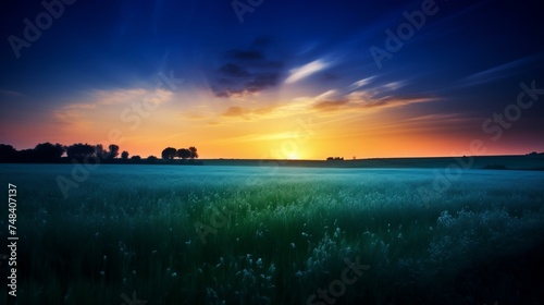 Majestic Sunset over Verdant Wheat Field with Dramatic Sky © Qstock