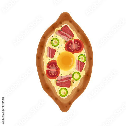 Khachapuri vector illustration logo with delicious toppings