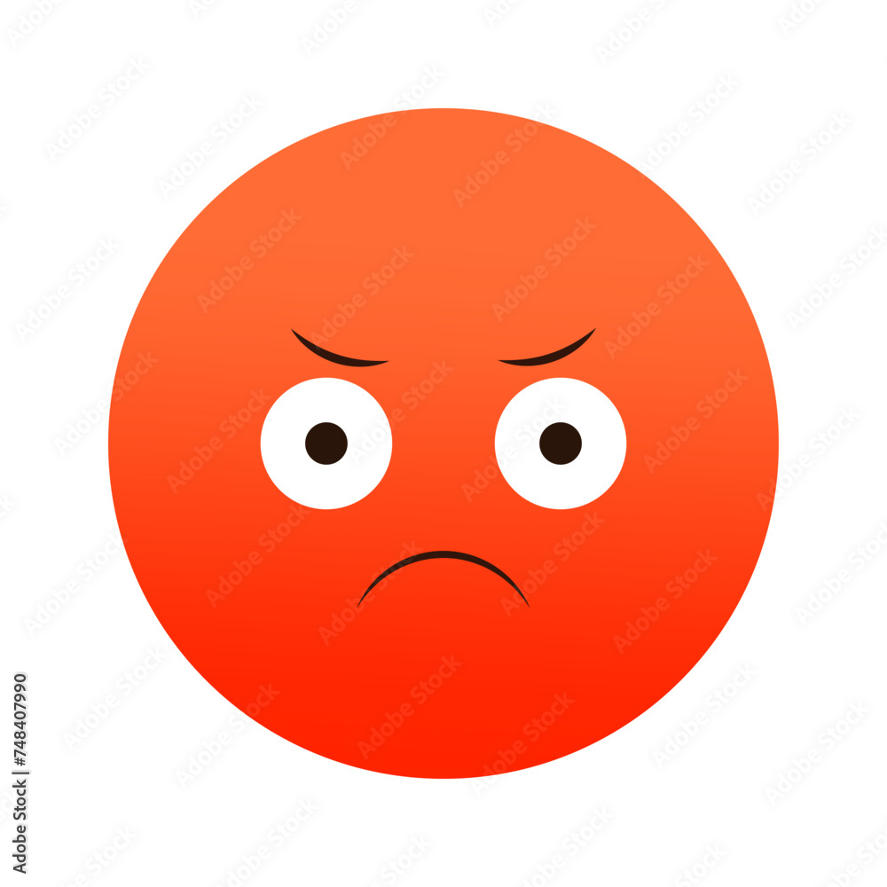 Angry red face emoji. Annoyed expression. Vector illustration. EPS 10.