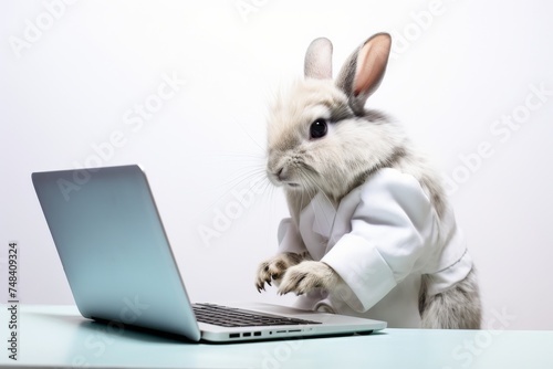 the Concept of a programmer as it tech rabbit personality lights up the portrait, showcasing his expertise and enthusiasm in the dynamic field of IT and development.