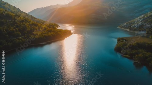 Aerial view of Lake Slano in National park Telascica in Croatia : Generative AI