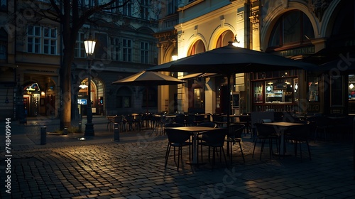 Staromestska Square and street cafes at night Prague Czech Republic : Generative AI photo