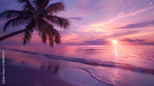 Tropical sunset on the beach Koh kood island Thailand   Generative AI