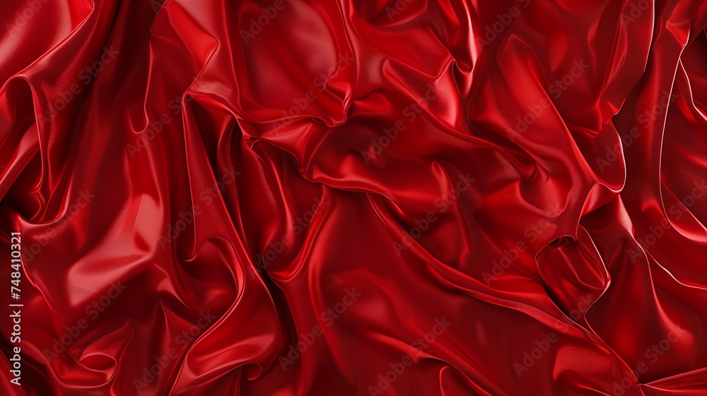 Red silk satin Soft folds Fabric Bright luxury background Space design Wavy lines Banner Flat lay top view table Template Beautiful Elegant Christmas New Year Valentine Mothers Day : Generative AI Red silk satin Soft folds Fabric Bright luxury background Space design Wavy lines Banner Flat lay top view table Template Beautiful Elegant Christmas New Year Valentine Mothers Day : Generative AI