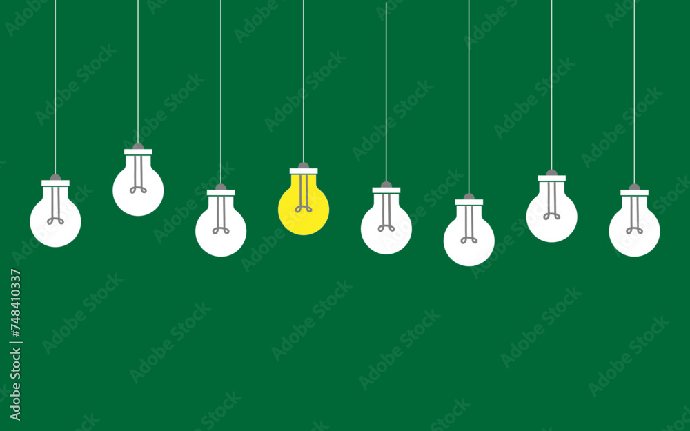 One light bulb outstanding and difference, one blub glowing different