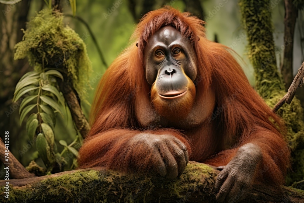 Endangered Orangutans animals nature. Jungle wildlife. Generate Ai Endangered Orangutans animals nature. Jungle wildlife. Generate Ai