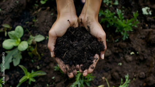 A closeup of a womans hands holding a handful of rich nutrientdense soil showcases the foundation of successful community gardening. The soil is dark and teaming with life
