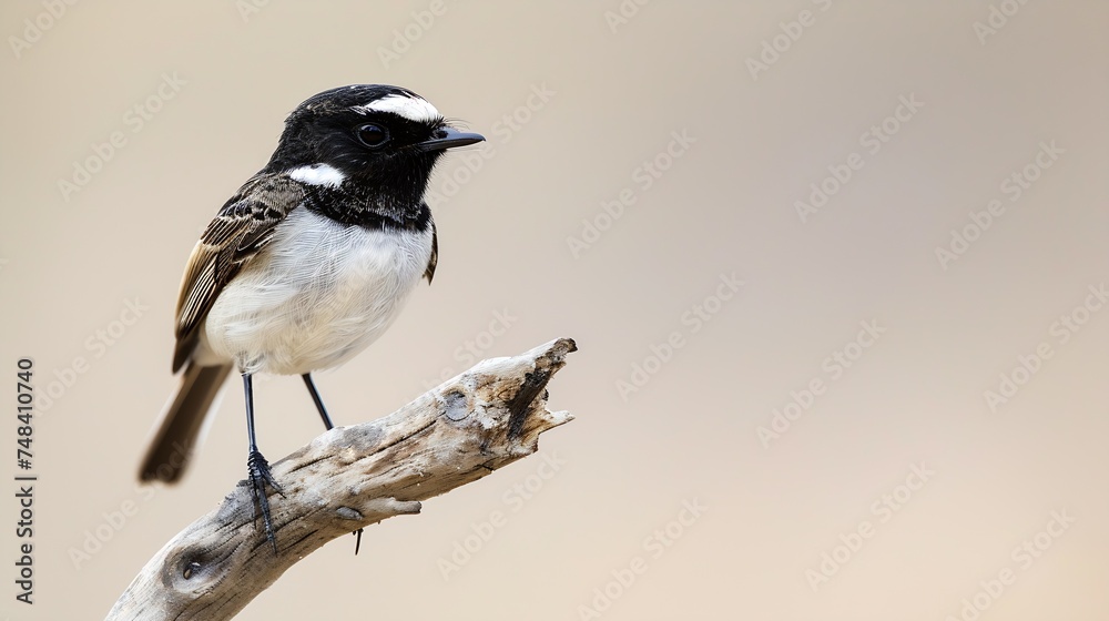 Jerdons Bushchat small bird standing on a branch : Generative AI Jerdons Bushchat small bird standing on a branch : Generative AI