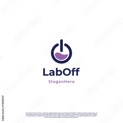 Lab combine with power off logo design template